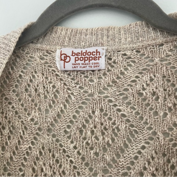 Beldoch Popper Beige Diamond Knit Cardigan Sz Lg - Picture 3 of 3